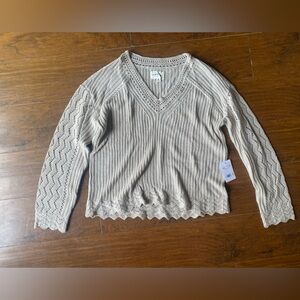 Lucky Brand Oak Milk V-Neck Sweater